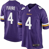 Nike Men & Women & Youth Vikings #4 Favre Purple Team Color Game Jersey,baseball caps,new era cap wholesale,wholesale hats